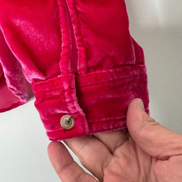 Pilcro‎ Pink long sleeve velvet button front top - Picture 5 of 12